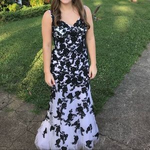 Black and White Floral formal dress